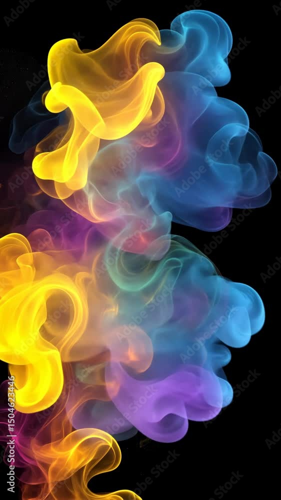 Poster soft smoke twists in the dark, adding an enigmatic, mysterious layer. vertical.