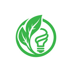 Eco Green Light Bulb Icon. Sustainable eco energy icon
