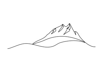 Mountains, one line drawing vector illustration.