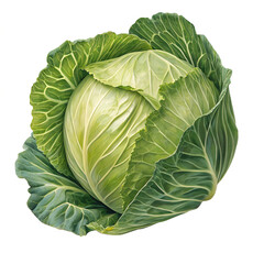 Fototapeta premium Fresh Single Cabbage with Crisp Green Leaves