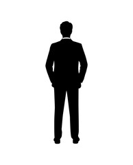 Silhouette of a man in a suit from behind