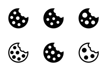 Six bitten cookies in black and white style