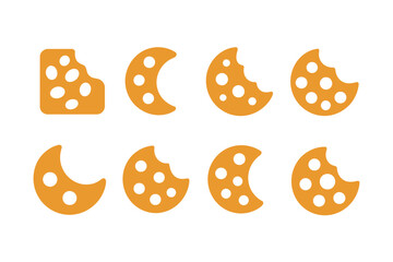 Phases of cookie bite on white background