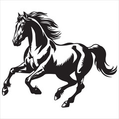 prancing horse silhouette vector,horse engraving black and white outline