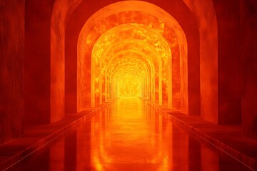 Fototapeta premium Fiery Arched Passage A Glowing Pathway of Light and Shadow