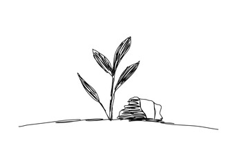 Plant. One line drawing vector illustration.