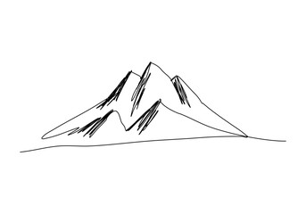 Mountains, one line drawing vector illustration.