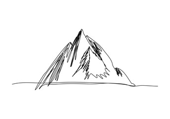 Mountains, one line drawing vector illustration.