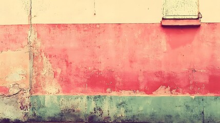 Fototapeta premium Grunge Wall Texture Background Red Pink Beige Green