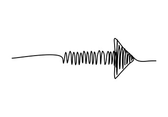 Arrow, one line drawing vector illustration.