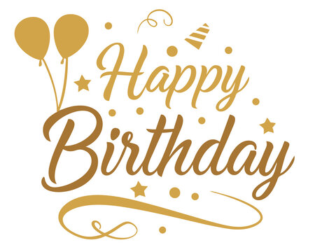 Happy Birthday Wishes with Golden Balloons and Festive Decorations Ai-Generated