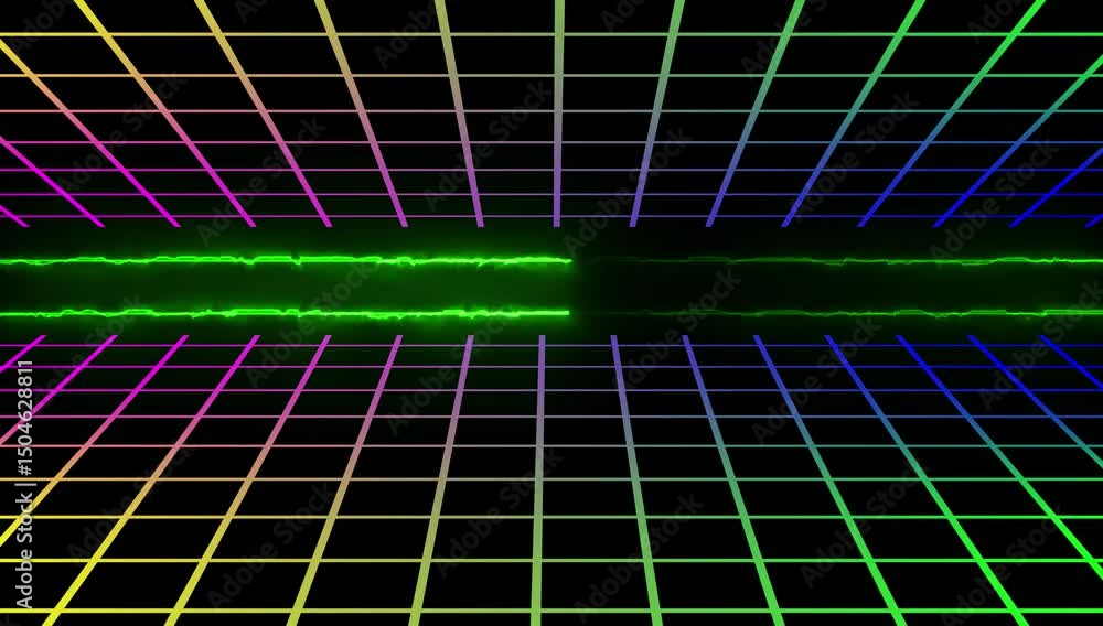 Poster technology grid lines ,sci-fi background futuristic with laser grid landscape glowing neon backgroun