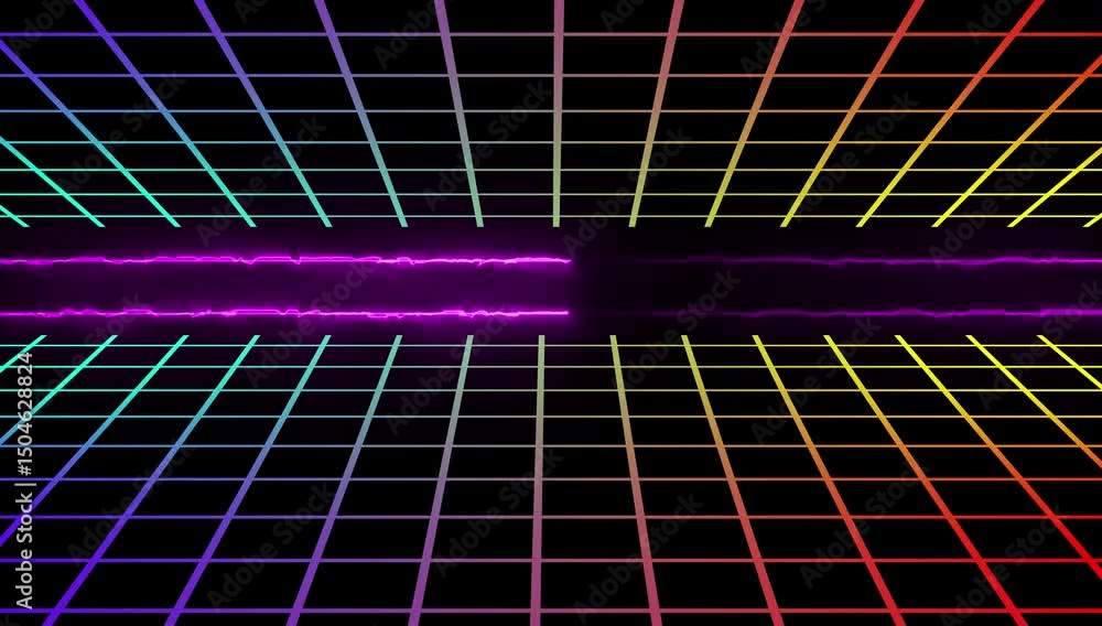 Poster technology grid lines ,sci-fi background futuristic with laser grid landscape glowing neon backgroun