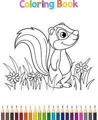 Colorful animal coloring page design for children s activity book