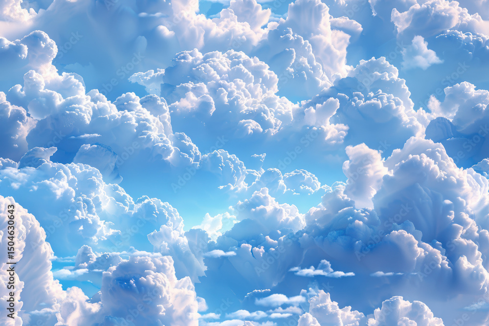Poster clouds in a blue sky form a smooth abstract pattern