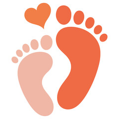 Mon and Baby feet silhouette illustration vector flat illustration