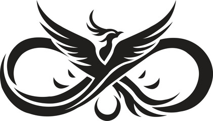 Phoenix Vector - Phoenix and Infinity Symbol Tribal Vector Design Representing Eternity, Rebirth, and Strength
