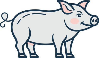 Cute Cartoon Pig Illustration Vector Graphic