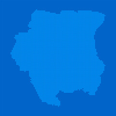 Obraz premium Blue halftone dot outline map background of Suriname