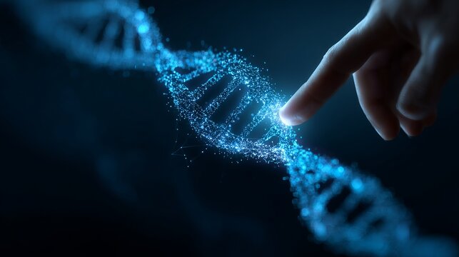 Abstract Blue DNA Strand Digital Art Futuristic Technology Genetic Code Particle Background Science Innovation Modern Medical Research Healthcare Concept Digital Illustration High 