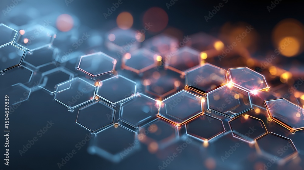 Poster abstract hexagon pattern digital art background modern technology design futuristic shiny glowing el