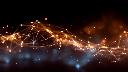 Obraz premium Abstract Orange and Blue Digital Network Connections Futuristic Technology Background Elegant Design Modern Art Abstract Shiny Lines Glowing Particles Dark Background High 