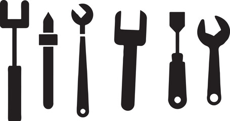 tool, tools, isolated, equipment, screwdriver, set, hammer, white, wrench, metal, work, vector,