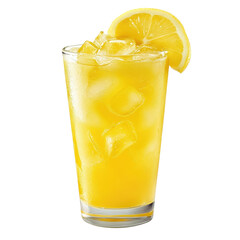 Fototapeta premium Fresh lemonade poured into a gla, Water and Lemon Slices Pouring into Glass, isolated on transparent background