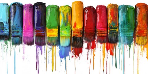 Vibrant Paint Brushes Dripping Colors Artistic Background