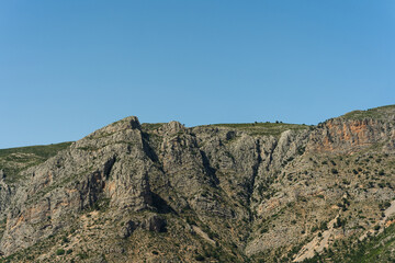 Natural mountain landscape with rocky terrain. Image suitable for nature, travel, or geology related content and backgrounds.