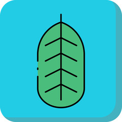 Dark green leaf single vector icon illustration
