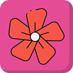 Red flower single vector icon illustration