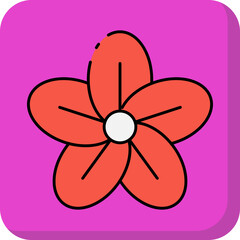 Red bloom single vector icon illustration