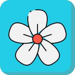 Red and white flower single vector icon illustration