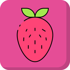 Fototapeta premium Red strawberry single vector icon illustration