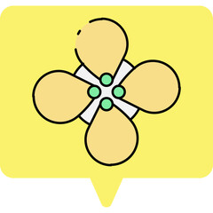Dotted yellow flower single vector icon illustration