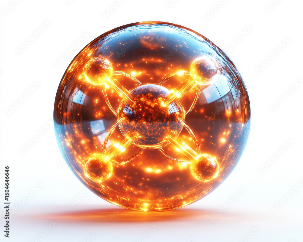 Poster high-quality representation of an antineutron particle concept isolated on white background with glo