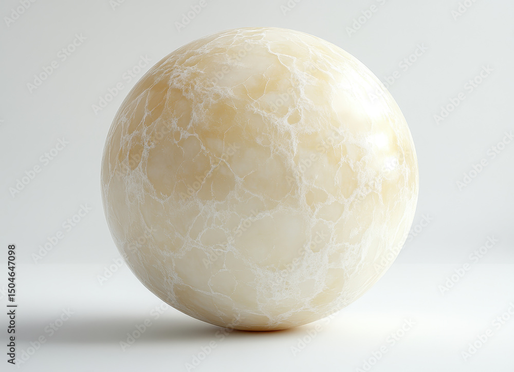 Poster ivory marble sphere isolated on white background with intricate patterns and textures, high-quality 