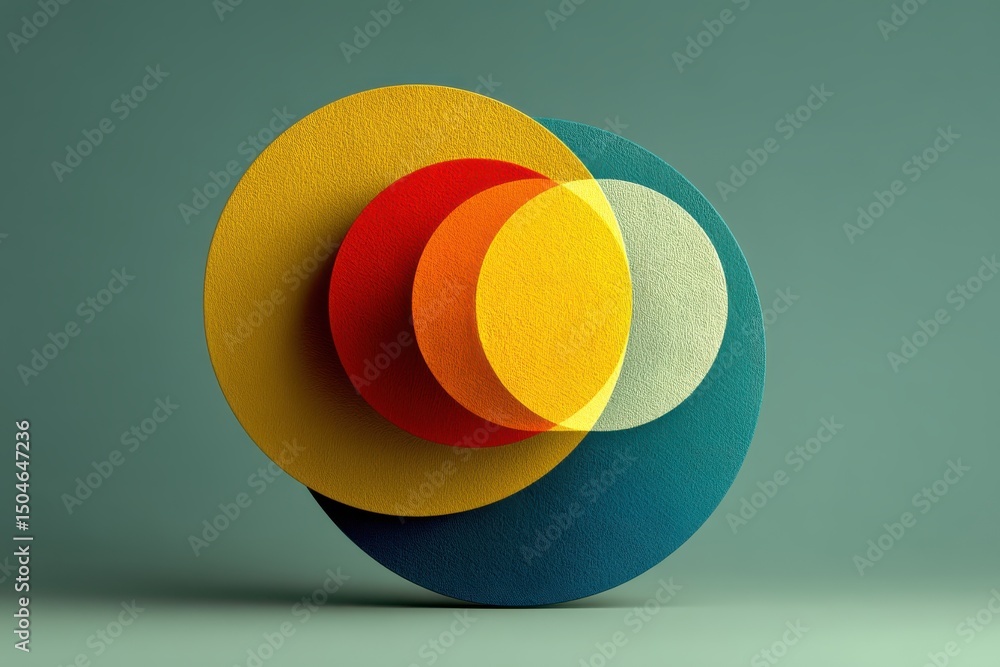 Poster modern minimalist abstract design with overlapping colorful circle shapes