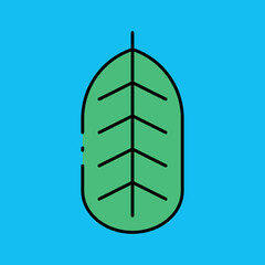 Dark green leaf single vector icon illustration