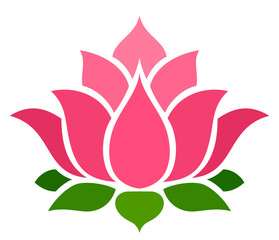 Pink lotus flower isolated on a white background. Lotus flower silhouette. Vector illustration