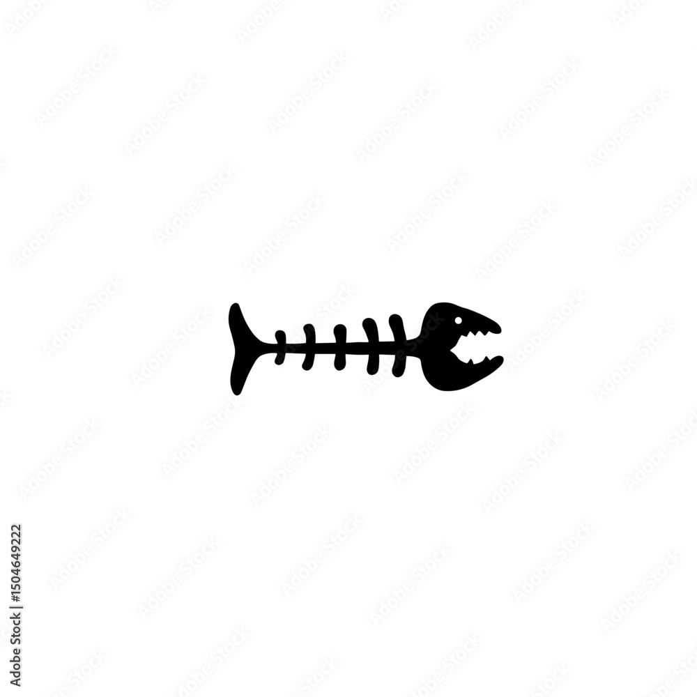 Poster a minimalist black fish skeleton, a simple yet striking representation of a fish's bony structure. a