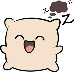 Adorable sleepy pillow illustration cute cartoon design
