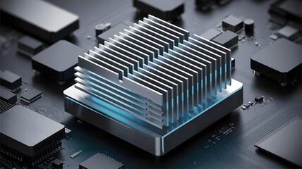 Stylized motherboard heat sink fins in parallel alignment
