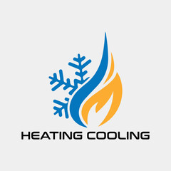 cooling and heating plumbing system logo design vector