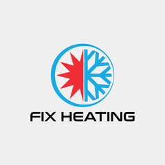 cooling and heating plumbing system logo design vector