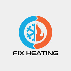 cooling and heating plumbing system logo design vector