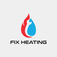 cooling and heating plumbing system logo design vector