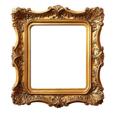 Gilded orange vintage carved picture frame, Gilded Orange Vintage Carved Frame Ornate, Elegant Perfect for Classic Art or Home Decor, isolated on transparent background