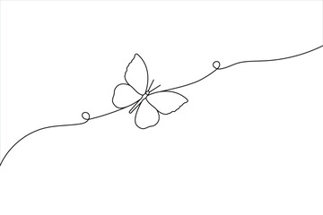 Minimalist butterfly line art simple vector outline vector illustration design